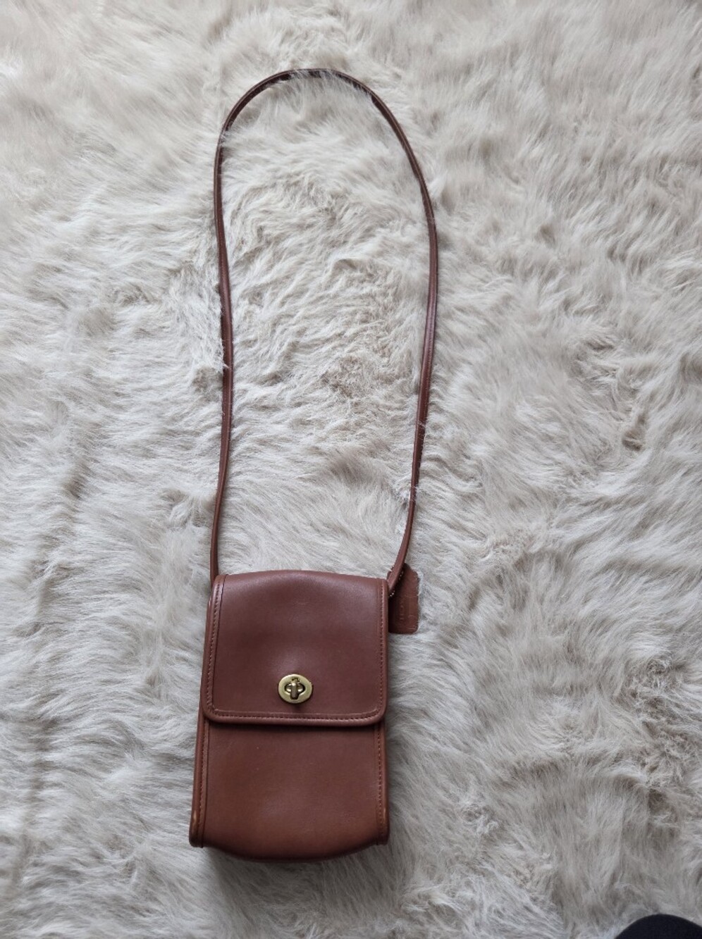 Vintage Coach Brown Leather Turnlock Crossbody Bag
